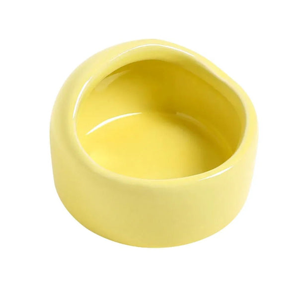 Cute Shape Higher Edge Ceramic Hamster Food Bowl for Small Animals - GreenFur
