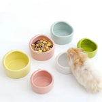 Cute Shape Higher Edge Ceramic Hamster Food Bowl for Small Animals - GreenFur