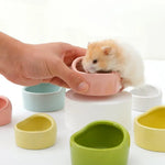 Cute Shape Higher Edge Ceramic Hamster Food Bowl for Small Animals - GreenFur