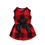 Cute Summer Pet Sling Dress with Bow and Plaid for Doggies - GreenFur