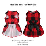 Cute Summer Pet Sling Dress with Bow and Plaid for Doggies - GreenFur
