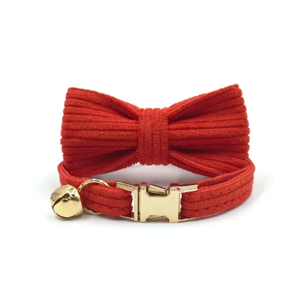 Cute Velvet Bow Pet Collar with Gold - plated Buckle - GreenFur