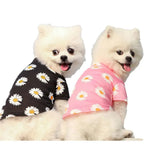 Daisy Flower Pattern Breathable Summer Dog Outfits Shirts - GreenFur