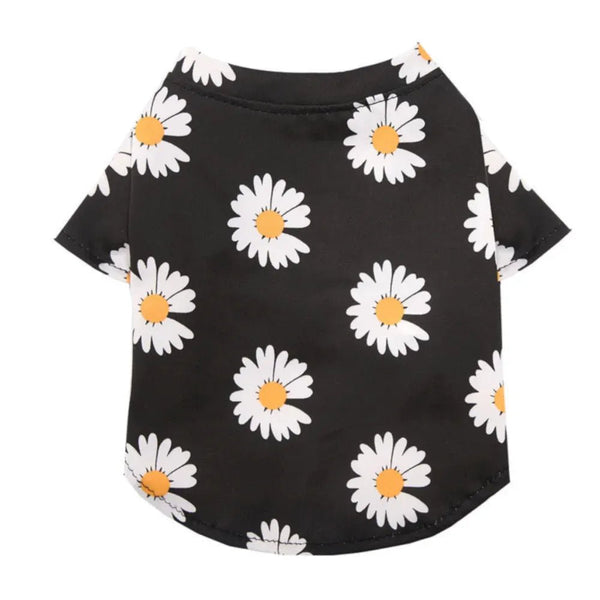 Daisy Flower Pattern Breathable Summer Dog Outfits Shirts - GreenFur