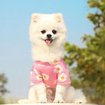 Daisy Flower Pattern Breathable Summer Dog Outfits Shirts - GreenFur