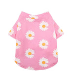 Daisy Flower Pattern Breathable Summer Dog Outfits Shirts - GreenFur