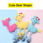 Deer Shape Cotton Rope Bite Resistant Squeaky Dog Plush Toy - GreenFur