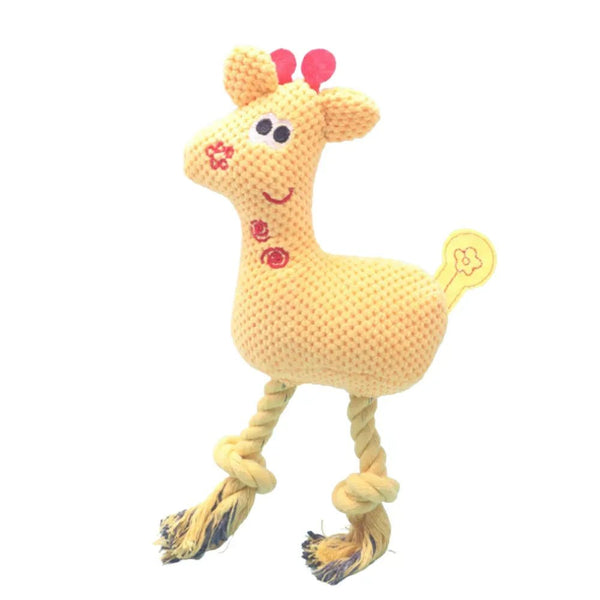 Deer Shape Cotton Rope Bite Resistant Squeaky Dog Plush Toy - GreenFur