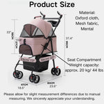 Deluxe Detachable Portable Foldable Pet Stroller with 4 Wheels - GreenFur