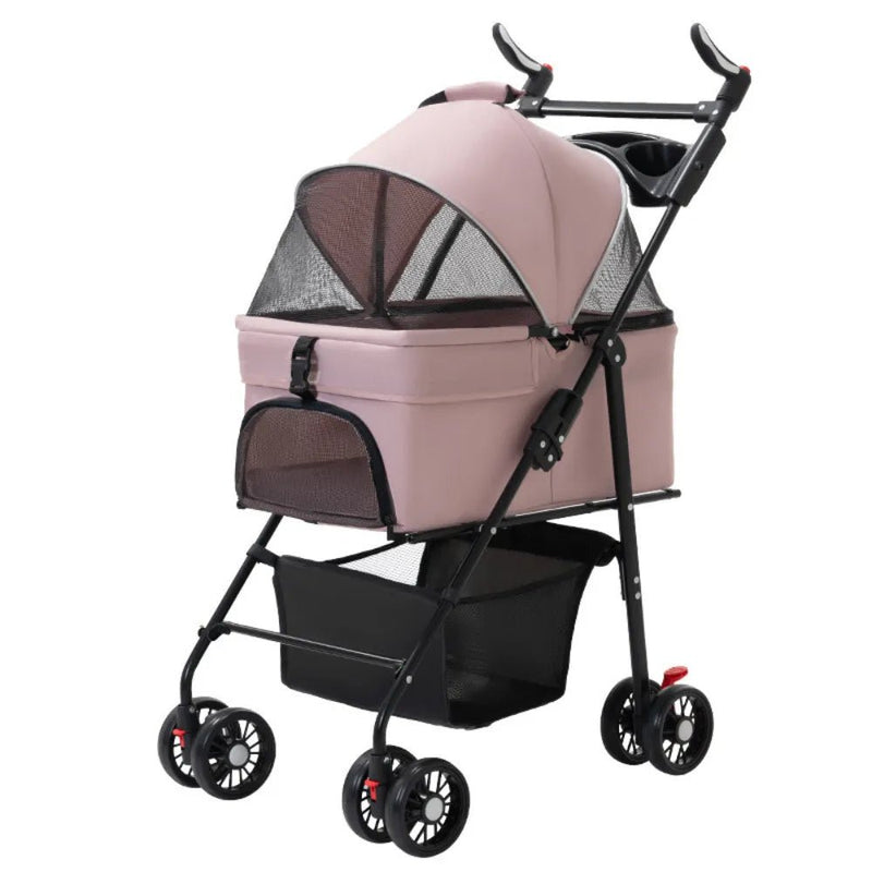 Deluxe Detachable Portable Foldable Pet Stroller with 4 Wheels - GreenFur
