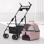 Deluxe Detachable Portable Foldable Pet Stroller with 4 Wheels - GreenFur