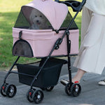 Deluxe Detachable Portable Foldable Pet Stroller with 4 Wheels - GreenFur
