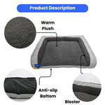 Deluxe Quilted Plush Bolster Dog Bed, XL Size - GreenFur