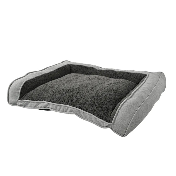Deluxe Quilted Plush Bolster Dog Bed, XL Size - GreenFur