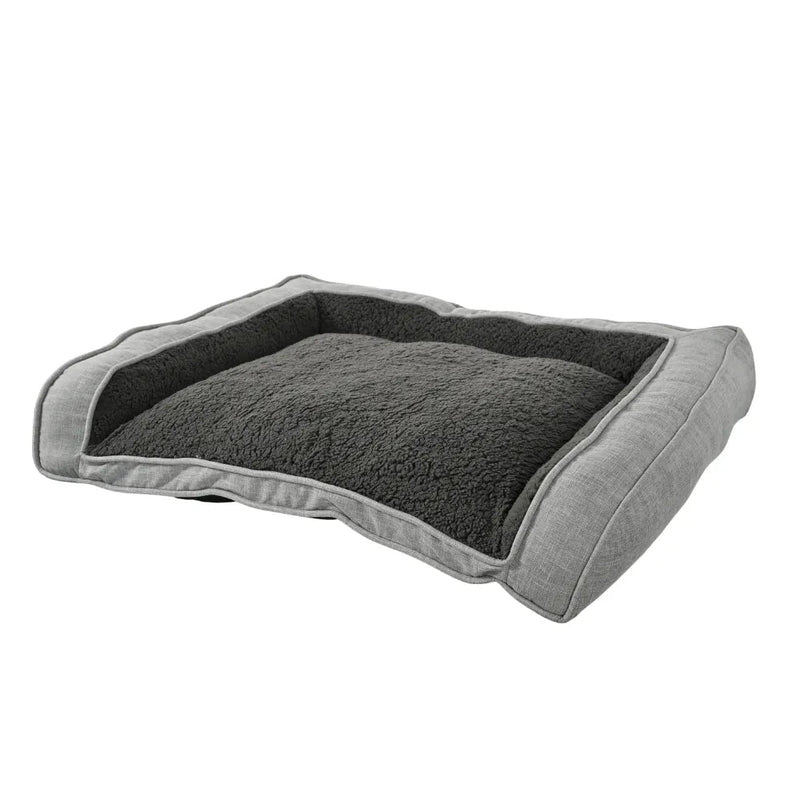 Deluxe Quilted Plush Bolster Dog Bed, XL Size - GreenFur