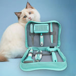 Dematting Tool Slicker Brush Nail File 6pcs Pet Blue Grooming Kit - GreenFur