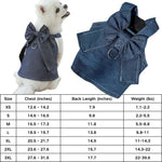 Denim Pet Dress with Bow and D - ring for Dogs and Cats - GreenFur