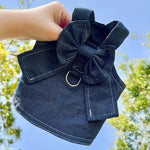 Denim Pet Dress with Bow and D - ring for Dogs and Cats - GreenFur