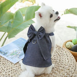 Denim Pet Dress with Bow and D - ring for Dogs and Cats - GreenFur
