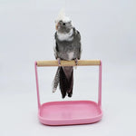 Detachable Bird Training Stand Tabletop Parrot Perch Wood Platform Toy - GreenFur