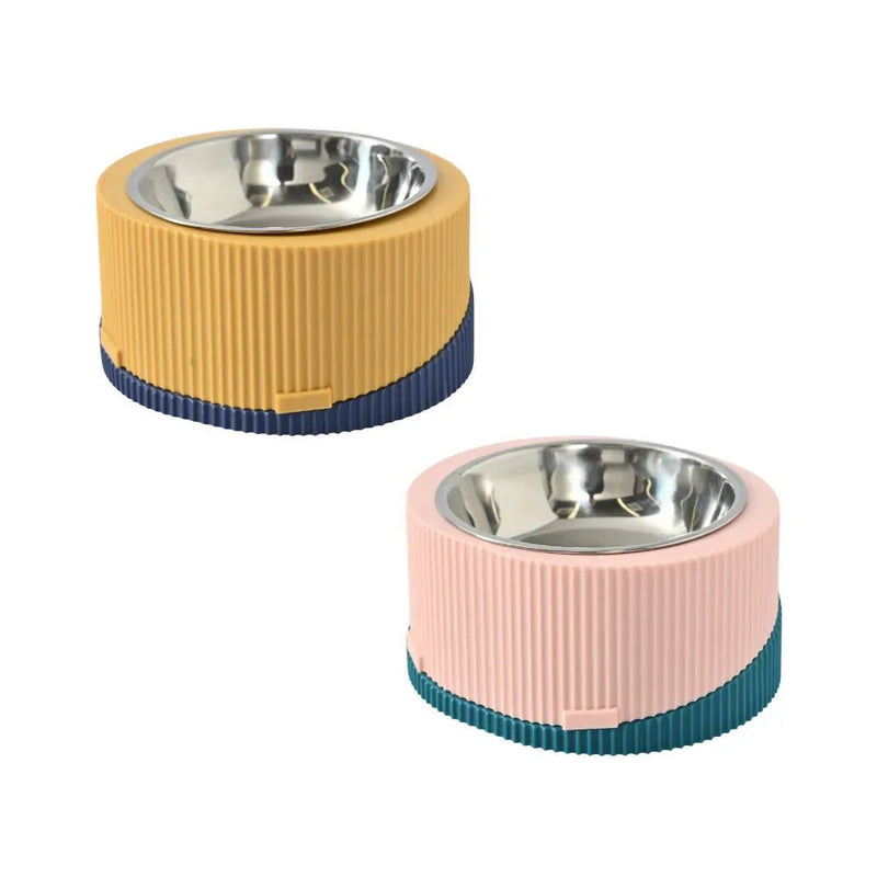 Detachable Double Bowl Stainless Steel Pet Feeder and Slow Feeder Base - GreenFur