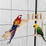 Detachable Hanging Bird Perches Platform Swing with Ladder - GreenFur