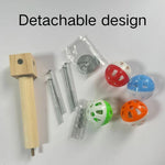 Detachable Hanging Bird Stand Perch Toy with Rotating Balls - GreenFur
