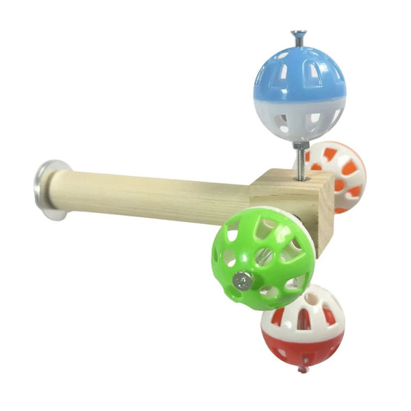Detachable Hanging Bird Stand Perch Toy with Rotating Balls - GreenFur