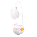Detachable Rotating Duck ABS Tower Track Ball Cat Toy with Teaser - GreenFur