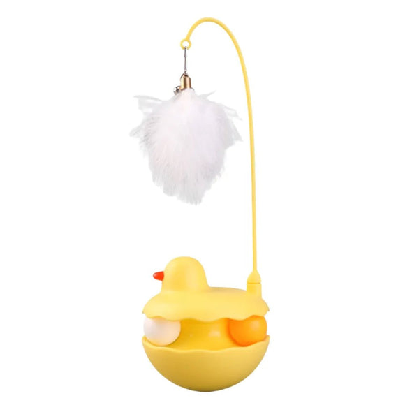 Detachable Rotating Duck ABS Tower Track Ball Cat Toy with Teaser - GreenFur