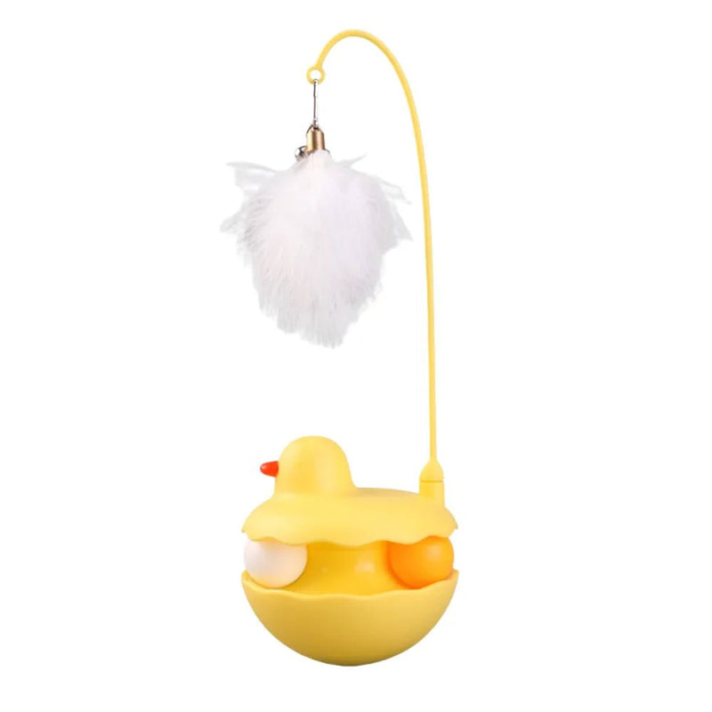 Detachable Rotating Duck ABS Tower Track Ball Cat Toy with Teaser - GreenFur