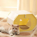Detachable Semi - Enclosed PP Cat Bed with Scratching Board - GreenFur