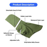 Dog All Season Jacket Rain and Shine Convertible Outdoor Coat with Detachable Hood Reflective Strips - GreenFur