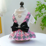 Dog and Cat Dress with Bow and D - Ring - GreenFur