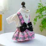 Dog and Cat Dress with Bow and D - Ring - GreenFur