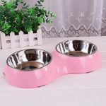 Dog Cat Water Food Bowl PP Material Double Stainless Steel Pet Bowls - GreenFur