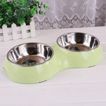 Dog Cat Water Food Bowl PP Material Double Stainless Steel Pet Bowls - GreenFur