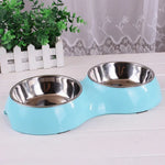 Dog Cat Water Food Bowl PP Material Double Stainless Steel Pet Bowls - GreenFur