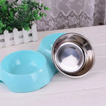 Dog Cat Water Food Bowl PP Material Double Stainless Steel Pet Bowls - GreenFur