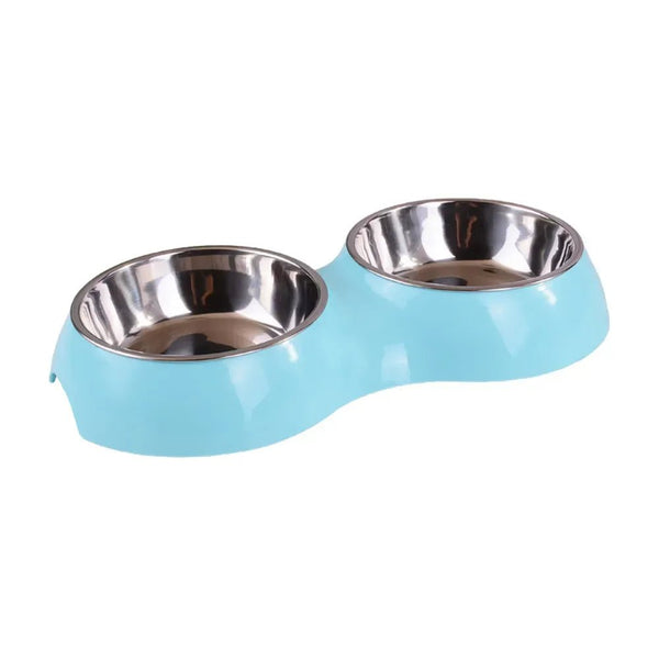 Dog Cat Water Food Bowl PP Material Double Stainless Steel Pet Bowls - GreenFur