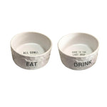 Dog Cat White Ceramic Material Food Water Pet Bowl - GreenFur