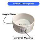 Dog Cat White Ceramic Material Food Water Pet Bowl - GreenFur