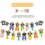 Dog Face and Paw Print Dog Theme Happy Birthday Banner - GreenFur