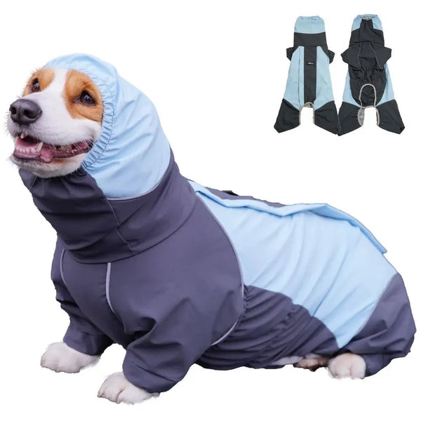 Dog Full Coverage Raincoat Leash Compatible Outdoor Waterproof Windproof Jacket - GreenFur