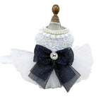 Dog Lolita Dresses with White Pearl and Black Bow Design - GreenFur
