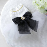Dog Lolita Dresses with White Pearl and Black Bow Design - GreenFur