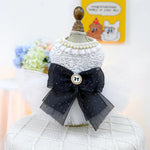 Dog Lolita Dresses with White Pearl and Black Bow Design - GreenFur