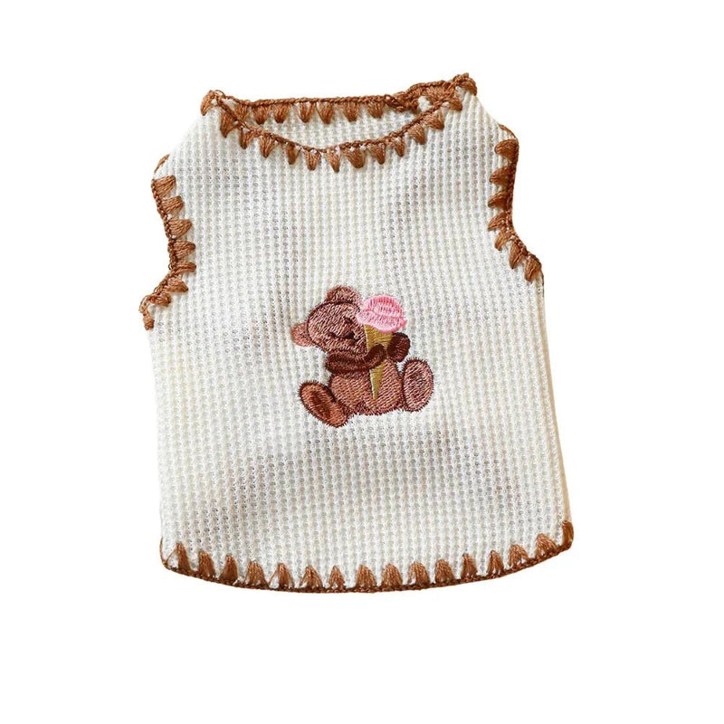 Dog T-shirt with Ice Cream Bear Pattern - GreenFur