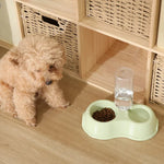 Double - Bowl Plastic Cat Water Dispenser - GreenFur