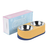 Double Bowl Slow Feeder Stainless Steel Pet Food Water Bowl - GreenFur